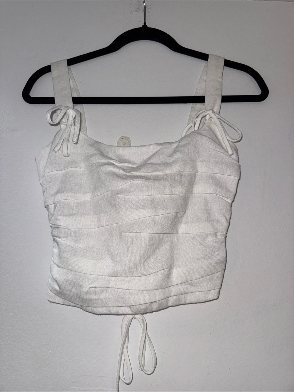 NWOT NIA White Tie-Shoulder Cropped Tank Top Size XS